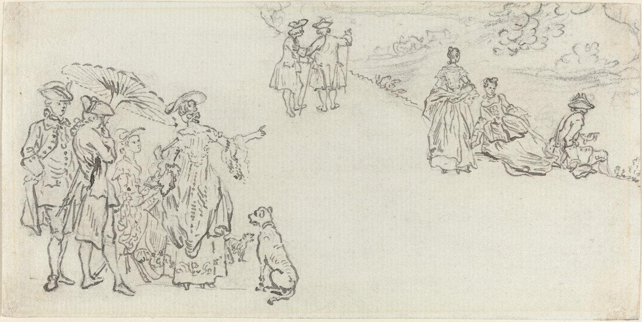 Mine damer og herrer i en Country Park af Paul Sandby