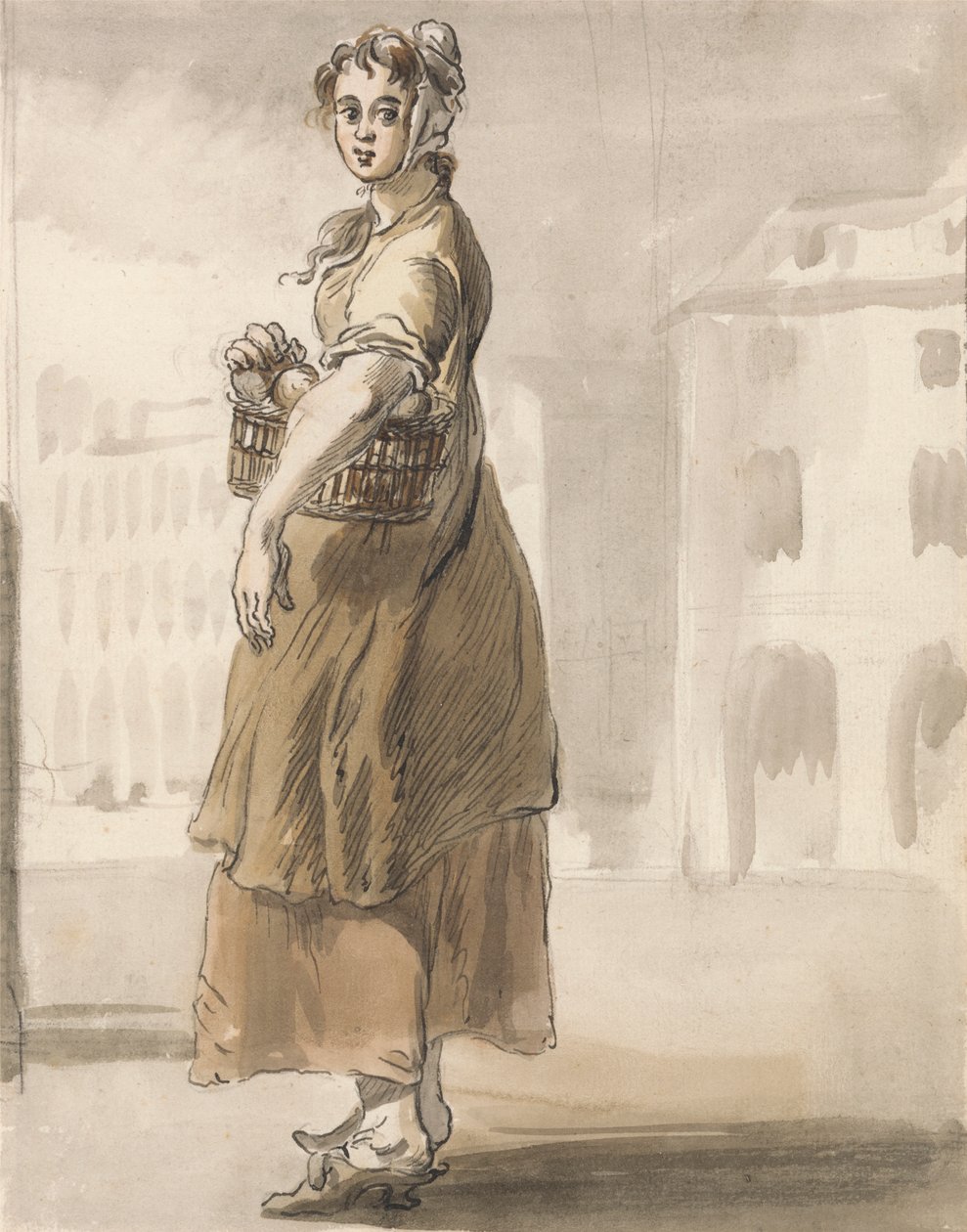 London Cries: A Girl with a Basket of Appelsin af Paul Sandby