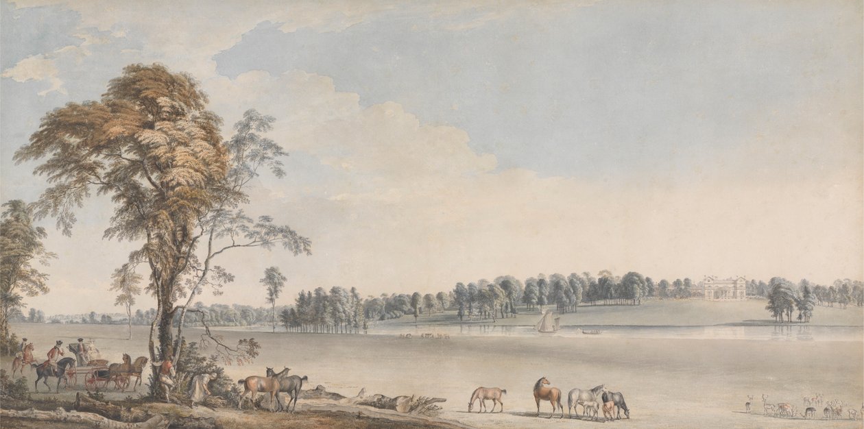 North West View af Wakefield Lodge i Whittlebury Forest, Northamptonshire af Paul Sandby