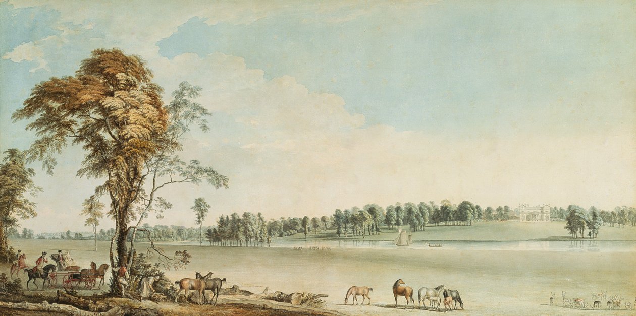 North West View af Wakefield Lodge i Whittlebury Forest, Northamptonshire af Paul Sandby
