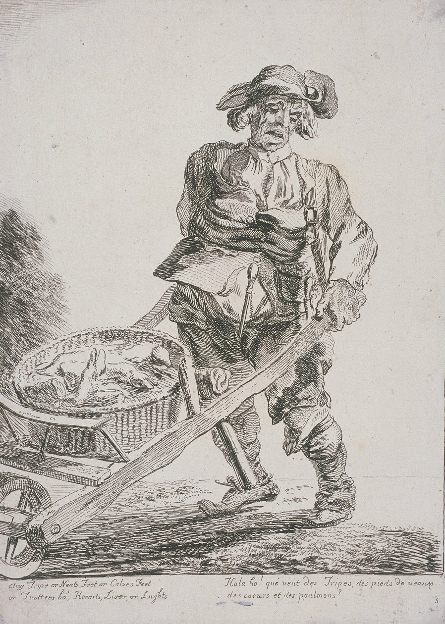 Sælger af slagteaffald, Cries of London, 1760 af Paul Sandby