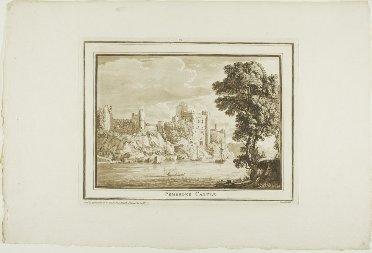 Pembroke Castle, fra Twelve Views in Aquatinta fra tegninger taget på stedet i det sydlige Wales af Paul Sandby