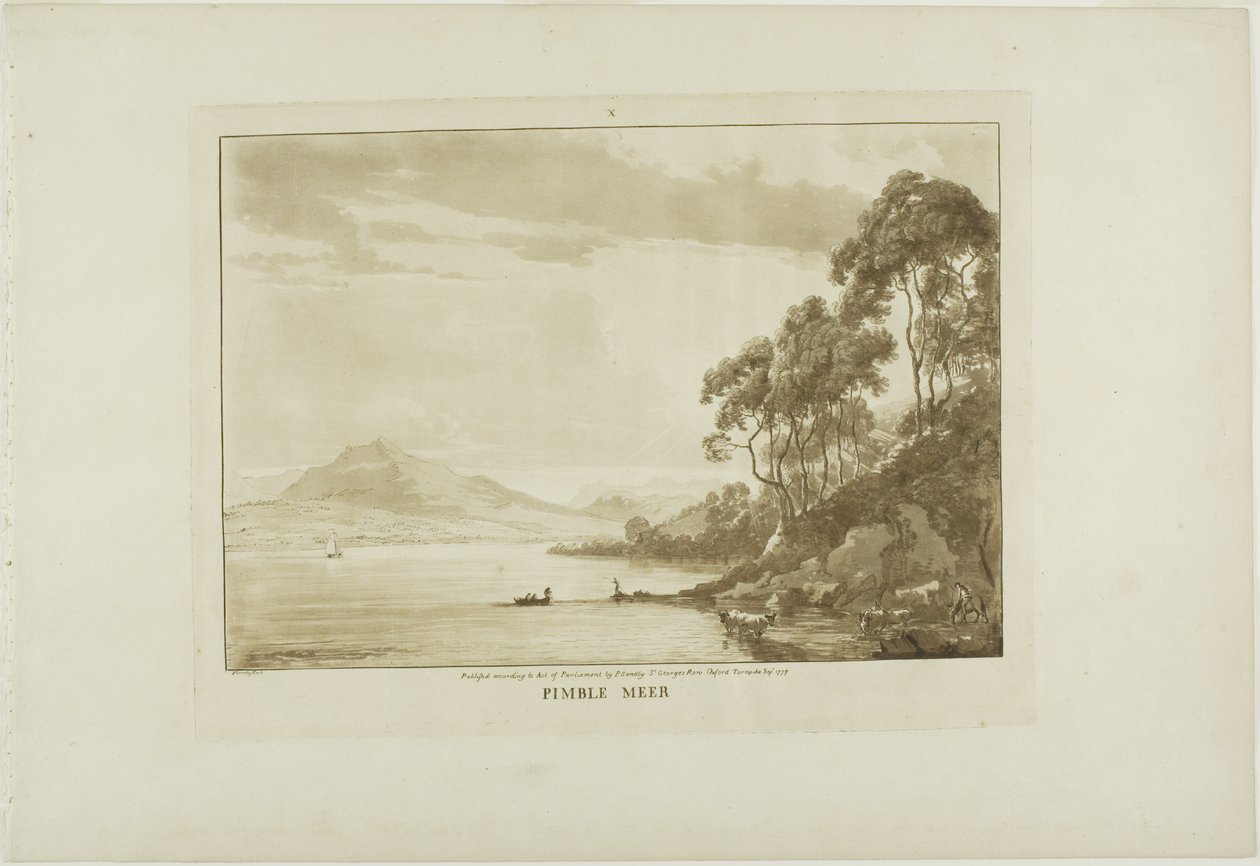 Pimble Meer, planche ti fra Twelve Views in Wales af Paul Sandby