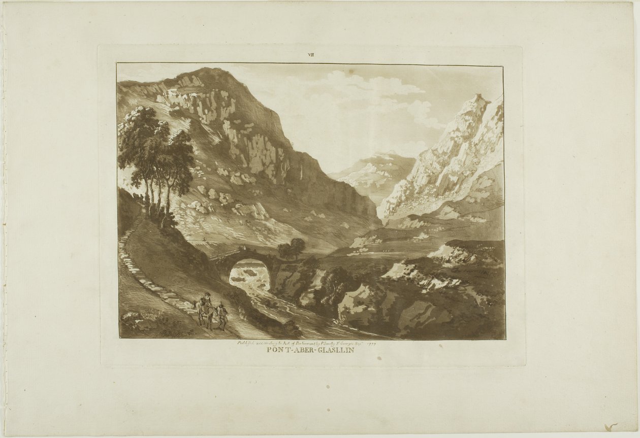 Pont-Aber-Glassin, planche syv fra Twelve Views in Wales af Paul Sandby