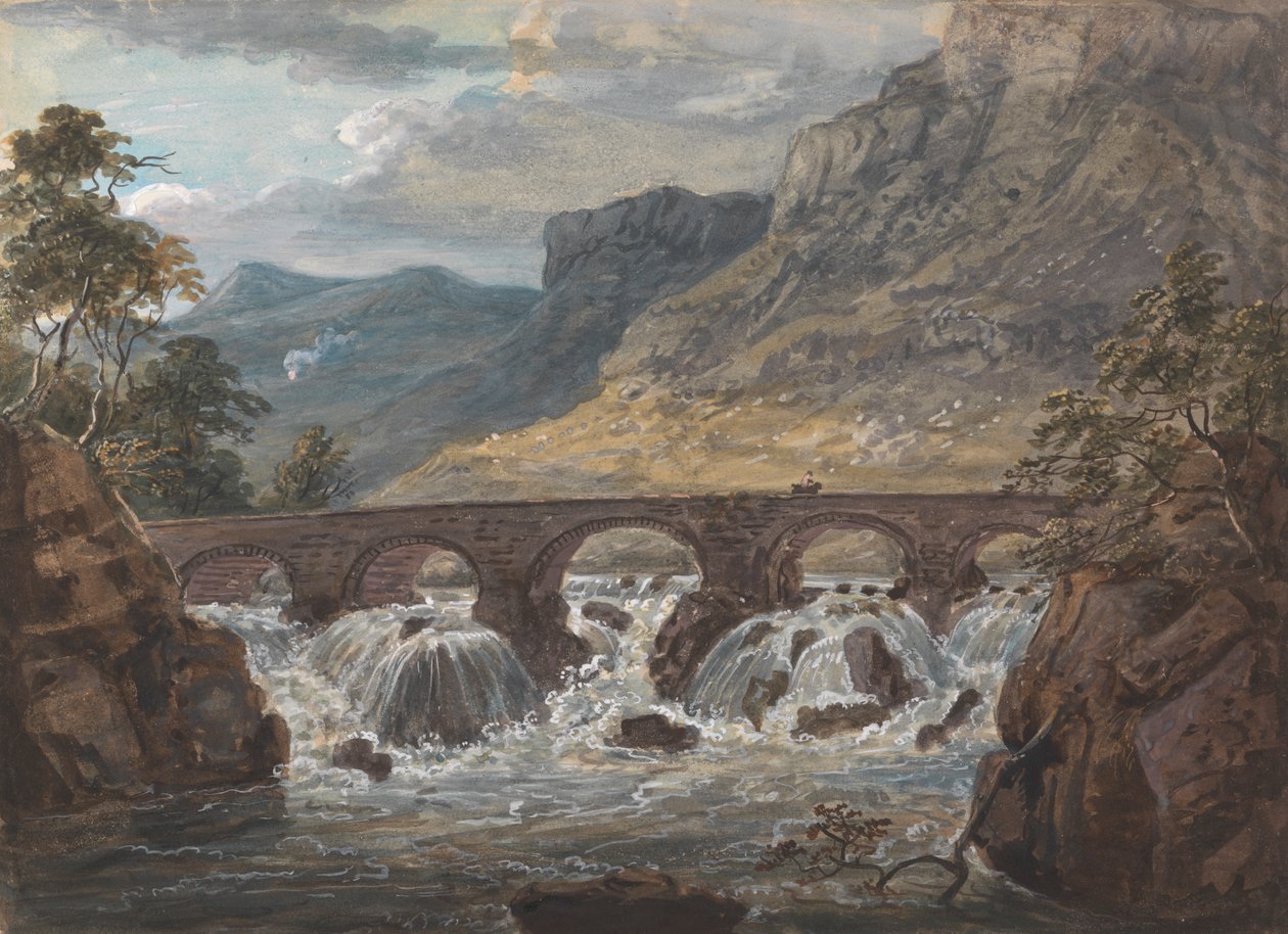 Pont-y-Pier nær Llanroost, Denbighshire af Paul Sandby