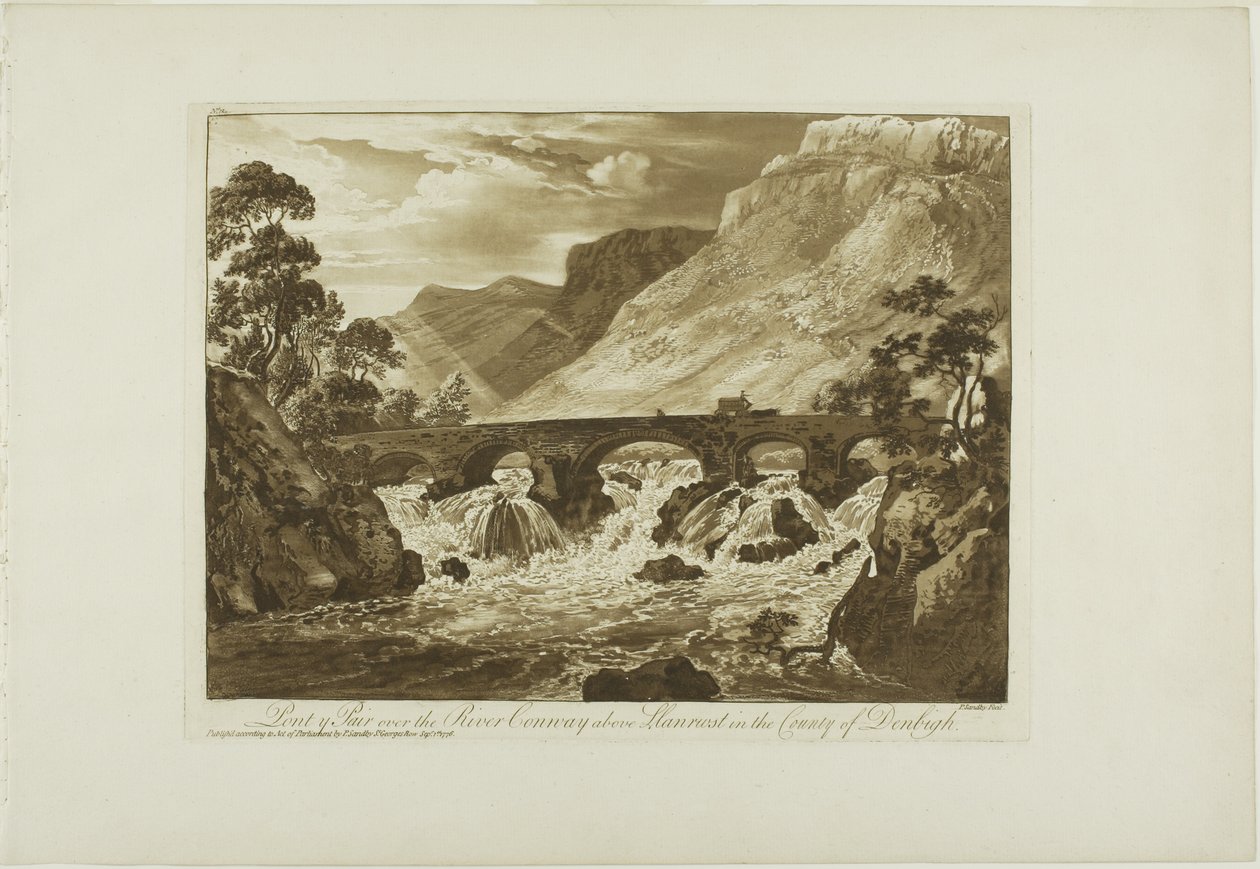 Pont y Pair over floden Conway over Llanrwst i grevskabet Denbigh af Paul Sandby