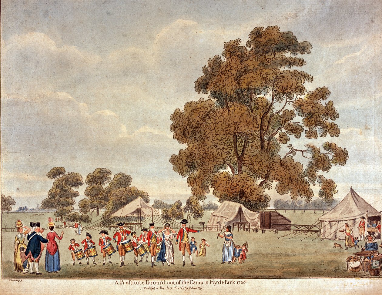 "Prostitueret tromme" kom ud af lejren i Hyde Park?, 1780 af Paul Sandby