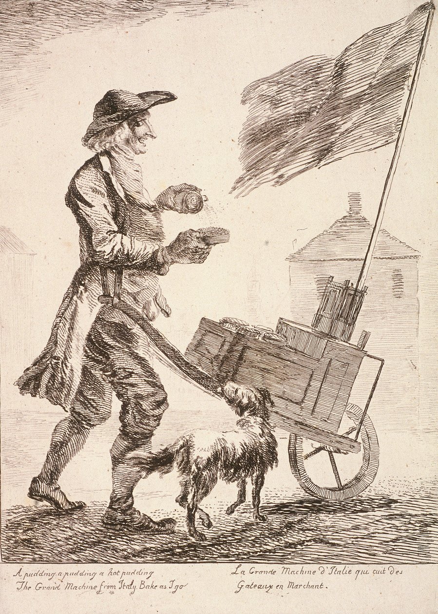Buddingsælger, Cries of London, 1760 af Paul Sandby