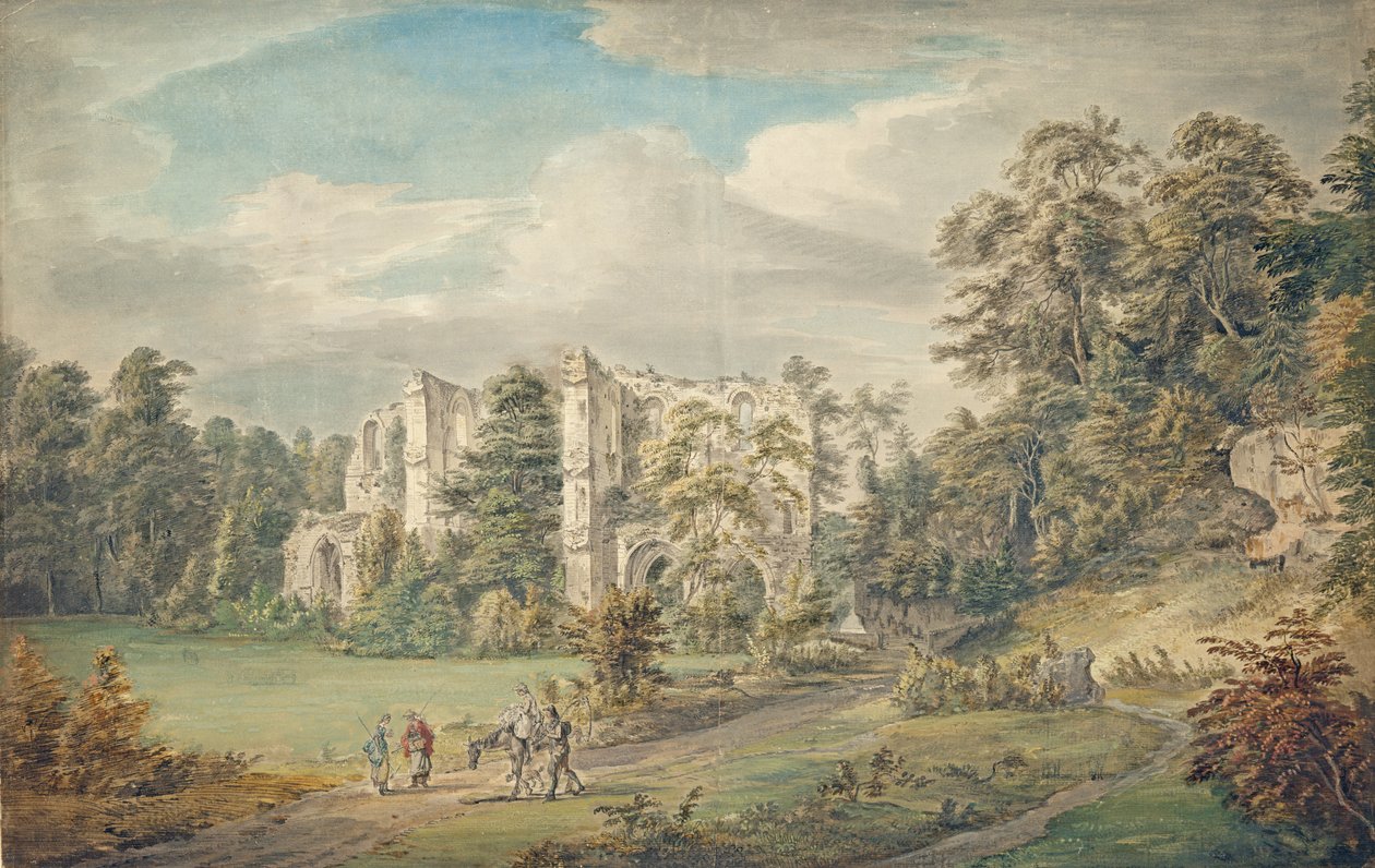 Roche Abbey, Yorkshire (akvarel og gouache på papir) af Paul Sandby