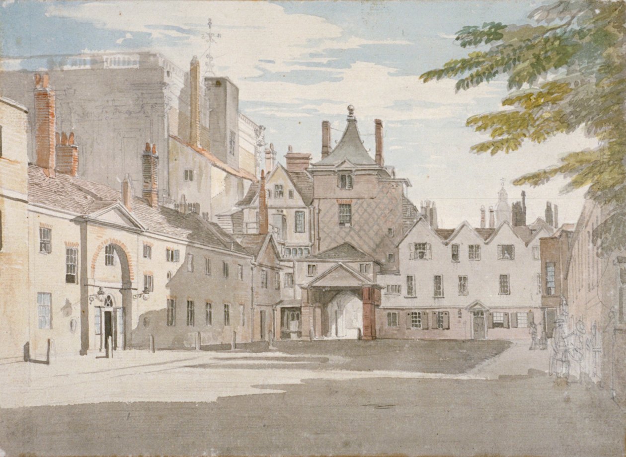 Scotland Yard med en del af Banqueting House, Whitehall, Westminster, London, c1776 af Paul Sandby