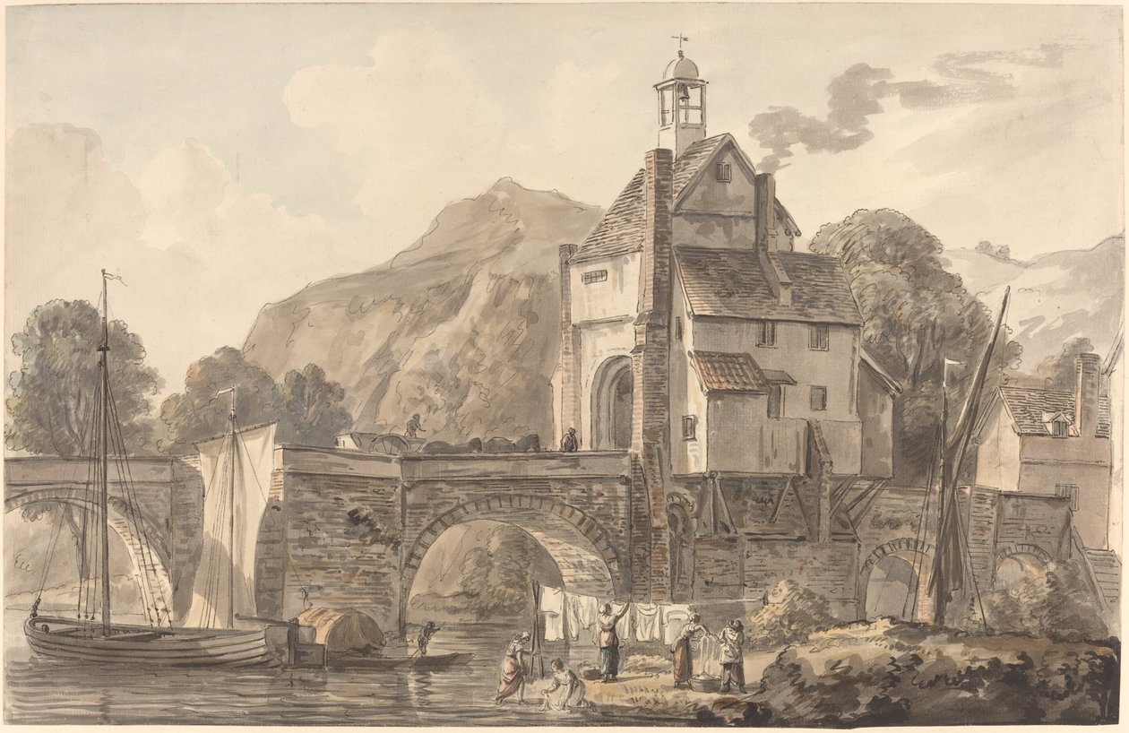 Broen ved Bridgnorth i Shropshire af Paul Sandby