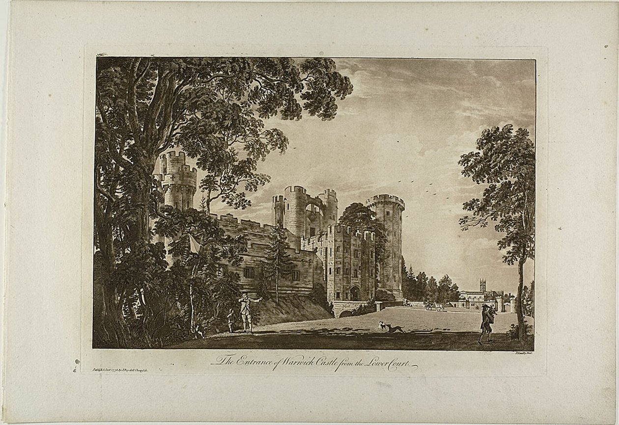 Indgangen til Warwick Castle fra Lower Court, plade 2 af Paul Sandby