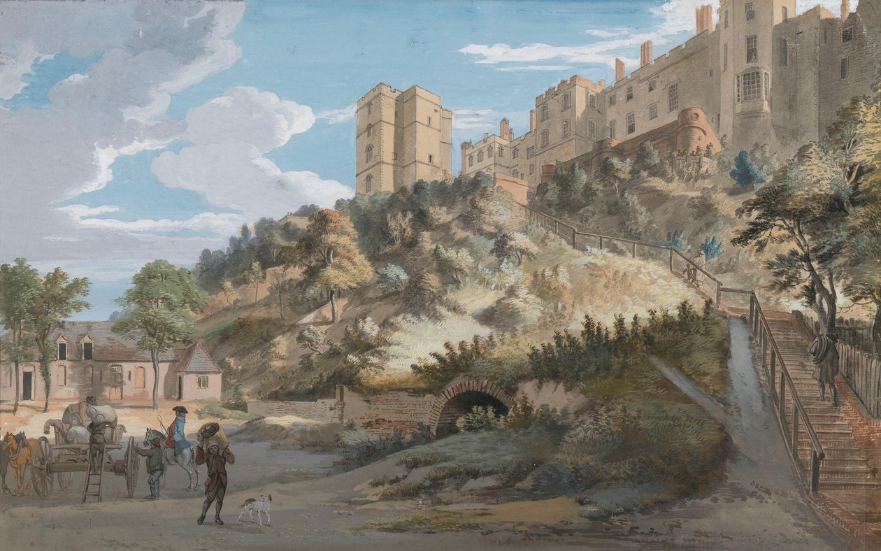 De hundrede trin og Winchester Tower, Windsor Castle, Berkshire af Paul Sandby