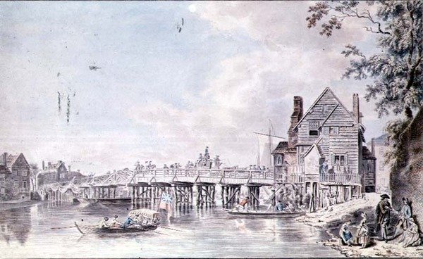 Den gamle bro ved Windsor af Paul Sandby