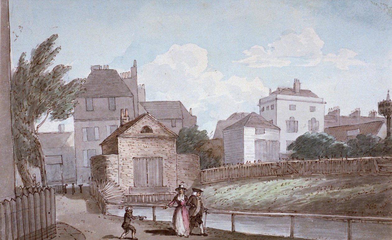 The Thatched House Inn and the New River, Islington, London, c1790. af Paul Sandby