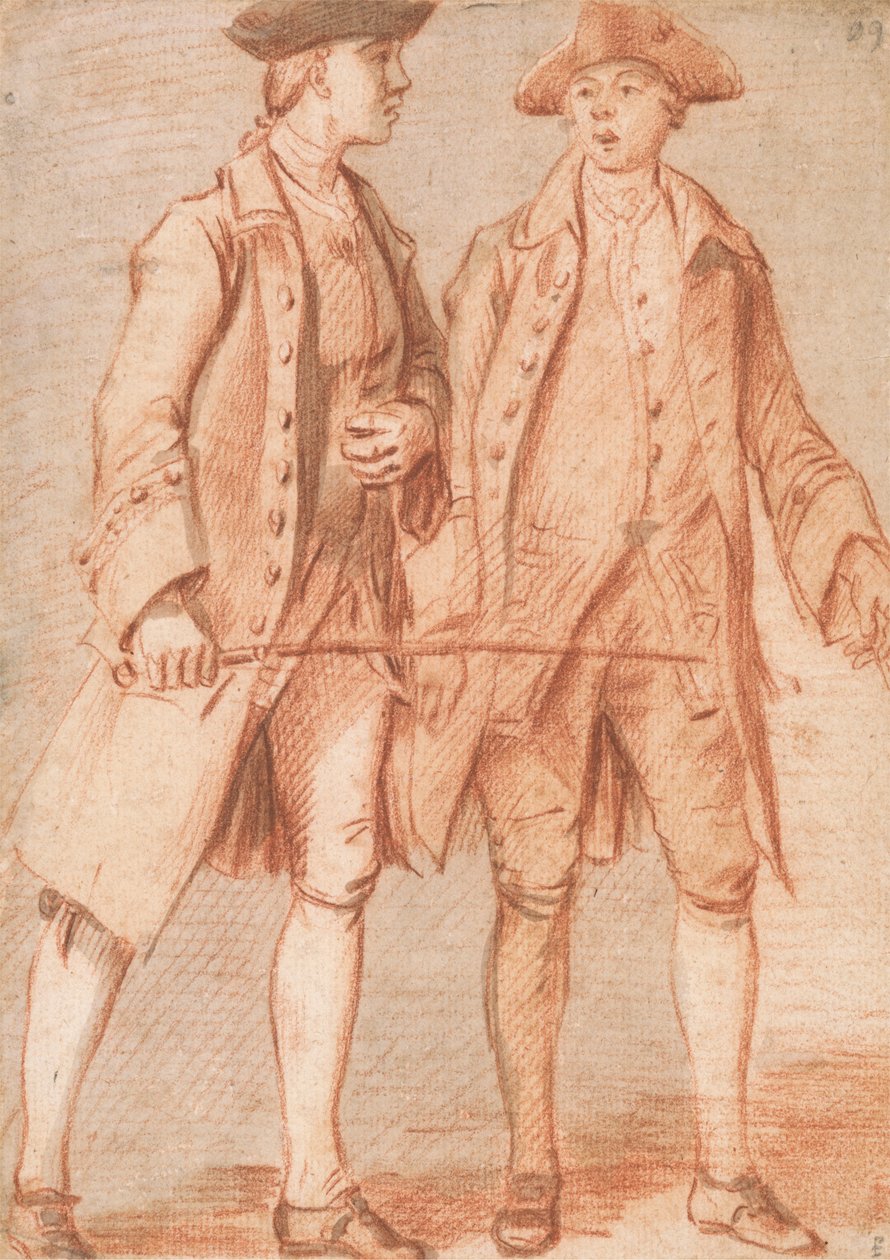To mænd, den ene holder en pisk af Paul Sandby