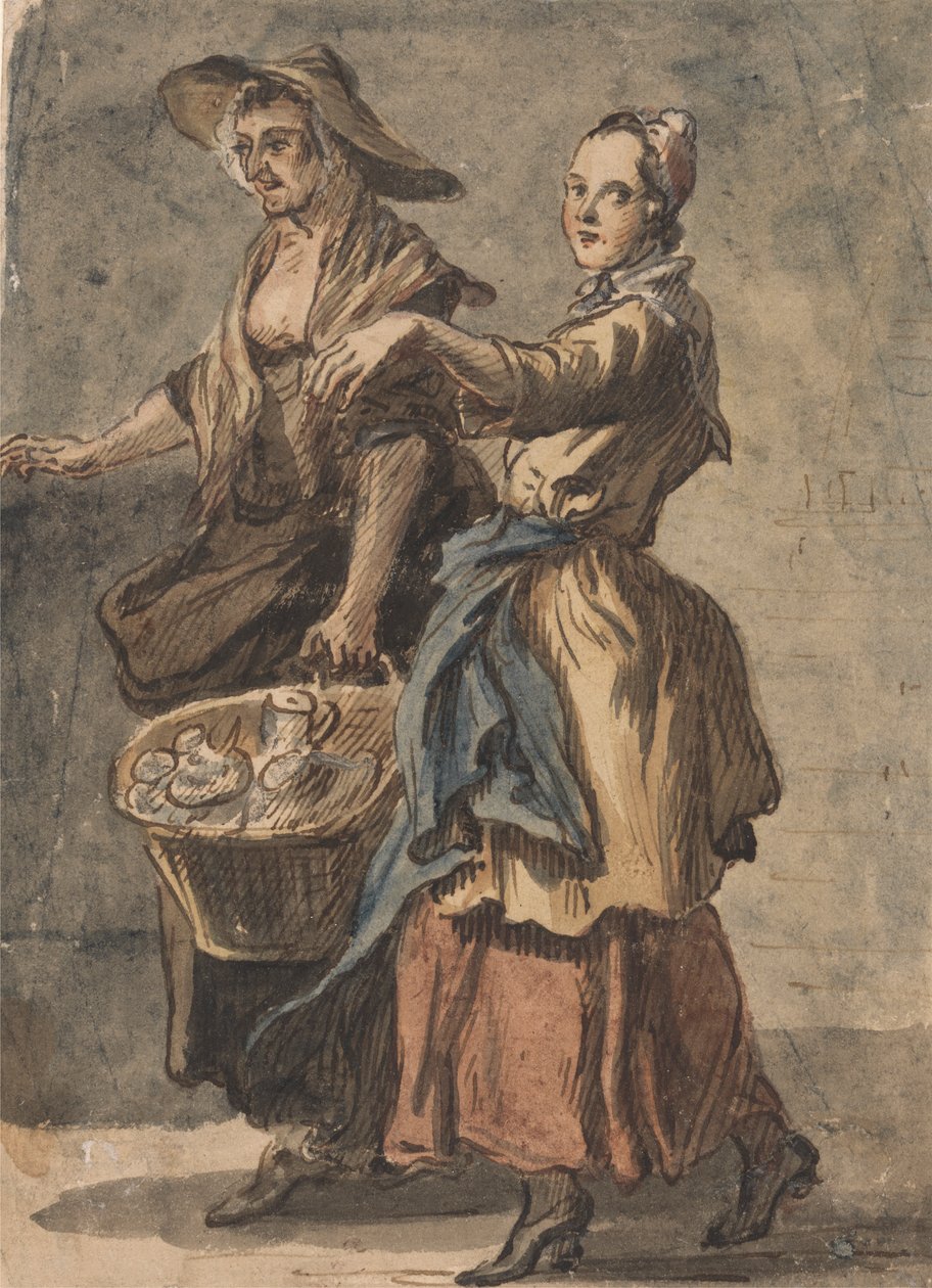 To kvinder holder en kurv af Paul Sandby