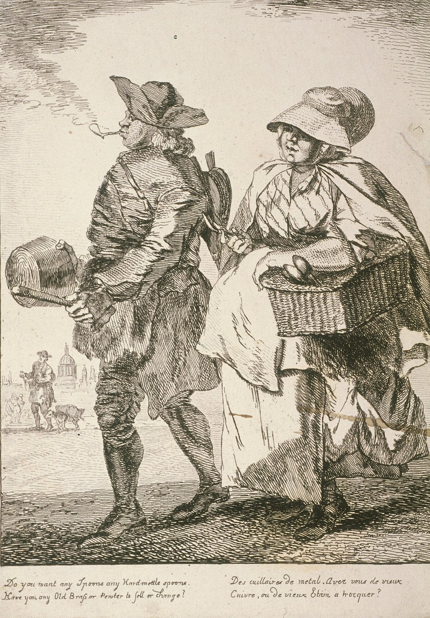 To skesælgere, Cries of London, 1760 af Paul Sandby