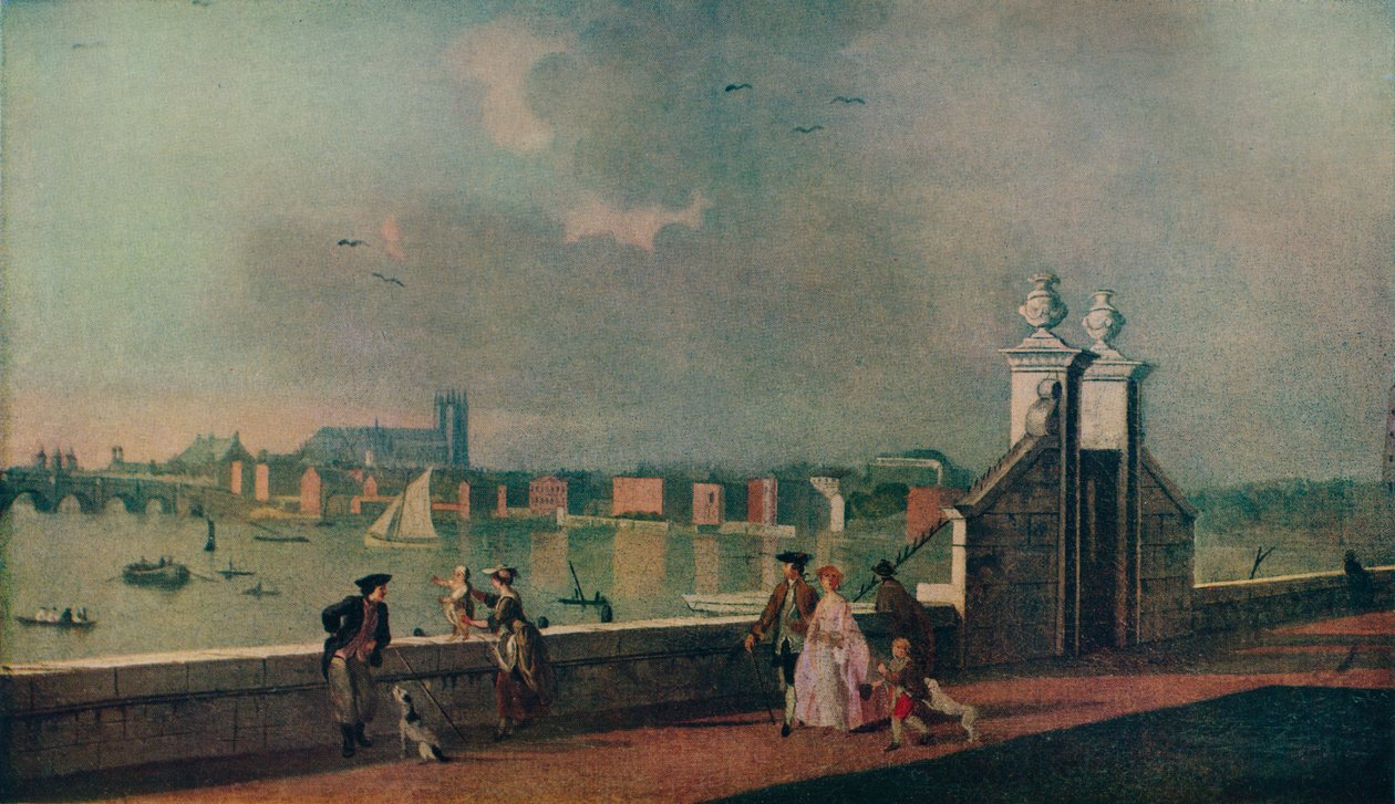 Udsigt fra terrassen i Old Somerset House, c1770 af Paul Sandby