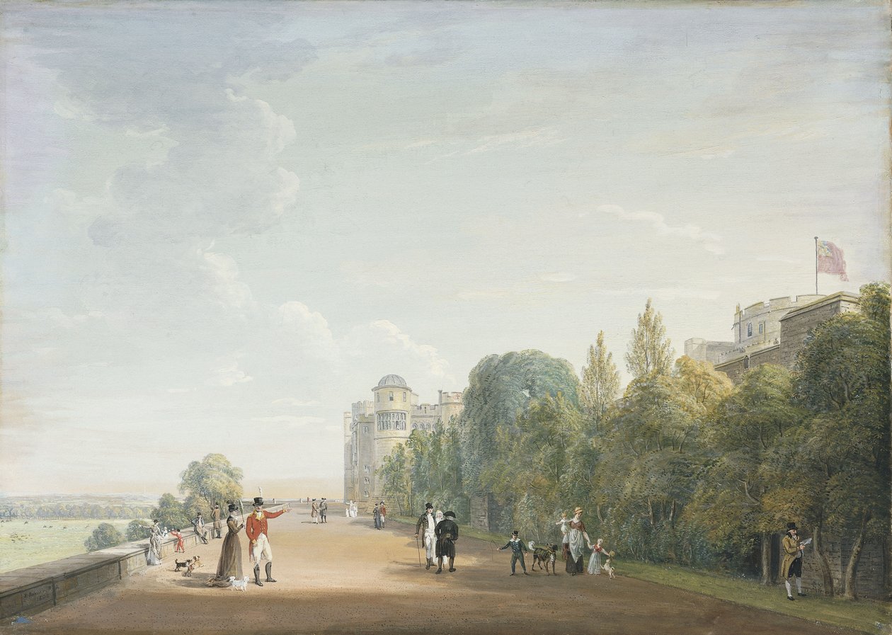 Windsor Castle: North Terrace Looking East, with Elegant Figures, 1803 af Paul Sandby