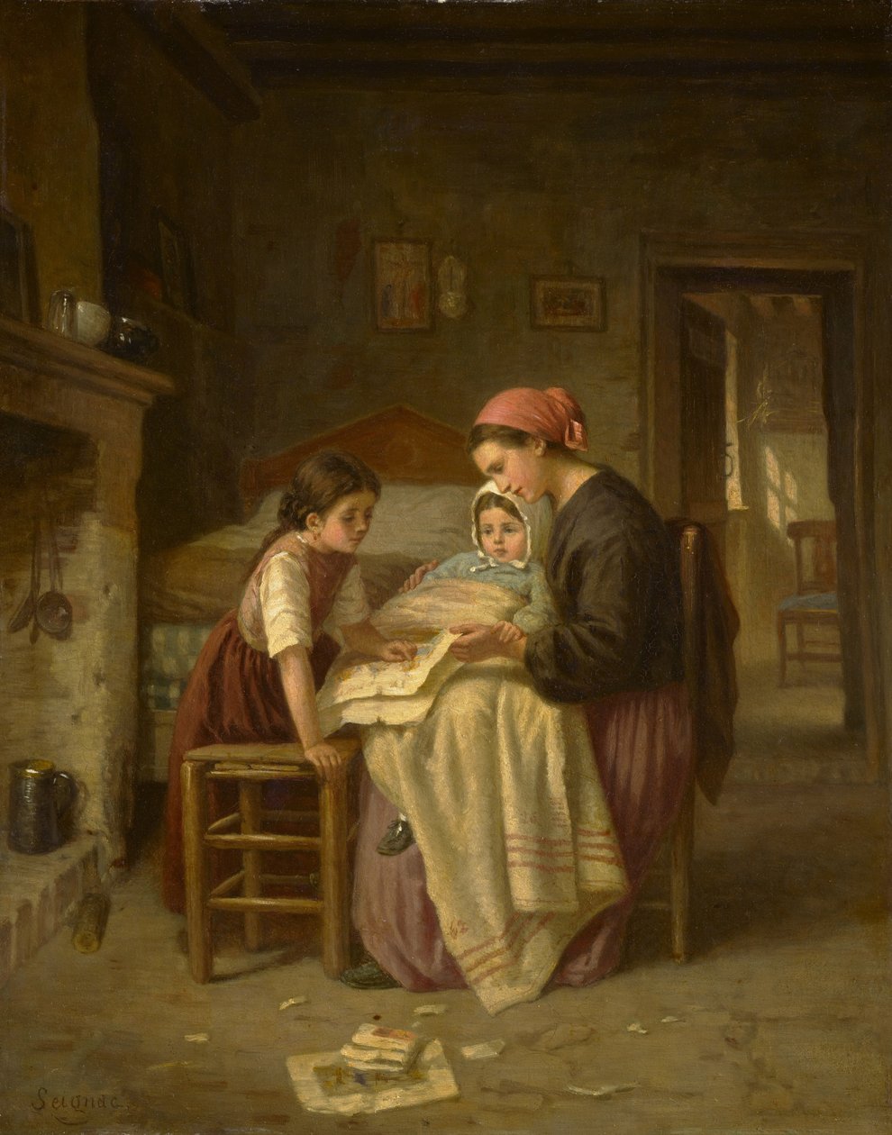 Det syge barn, ca. 1870-75 af Paul Seignac