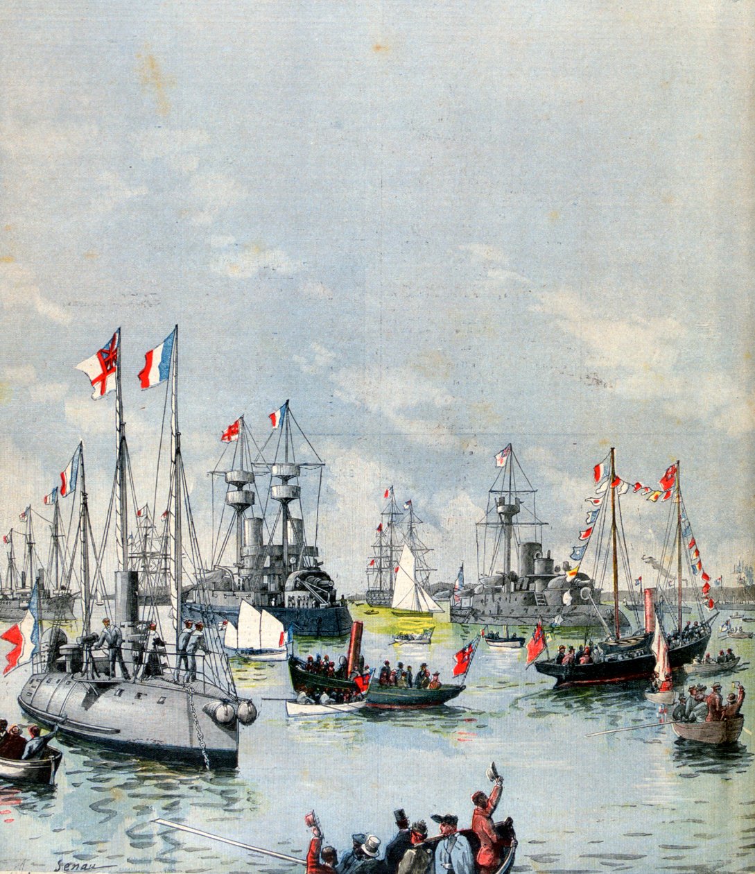 Fransk flotille i Portsmouth Harbour, 1891 af Paul Senau