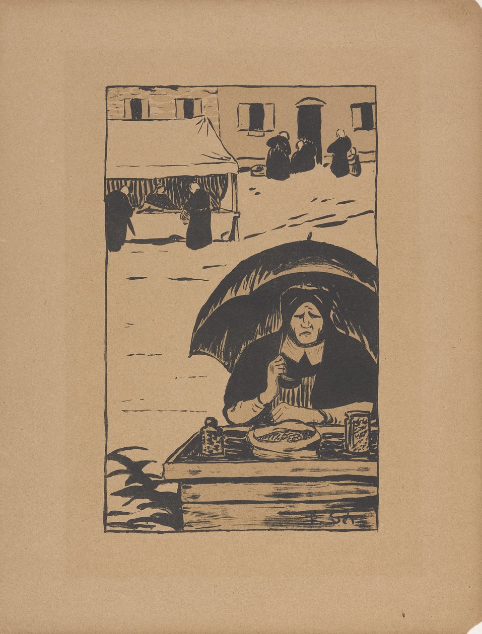 The Street Vendor 1895 (farve litho) af Paul Sérusier