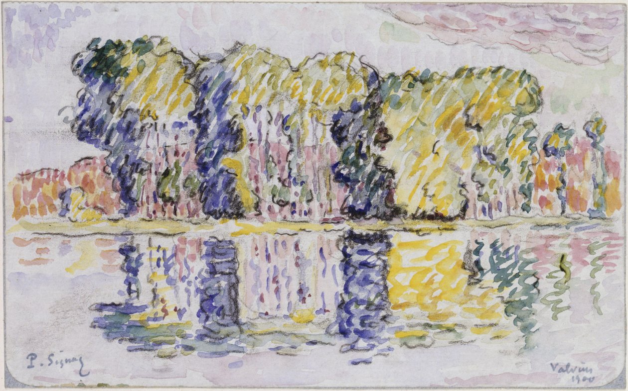 Trægruppe ved vandet af Paul Signac