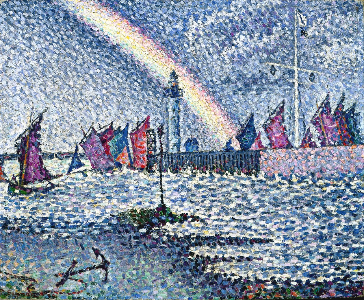 Indgang til havnen i Honfleur (olie på lærred) af Paul Signac