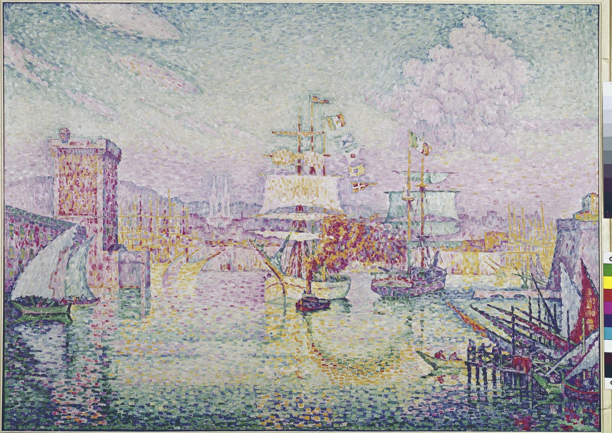 Adgang til havnen i Marseille (olie på lærred af Paul Signac