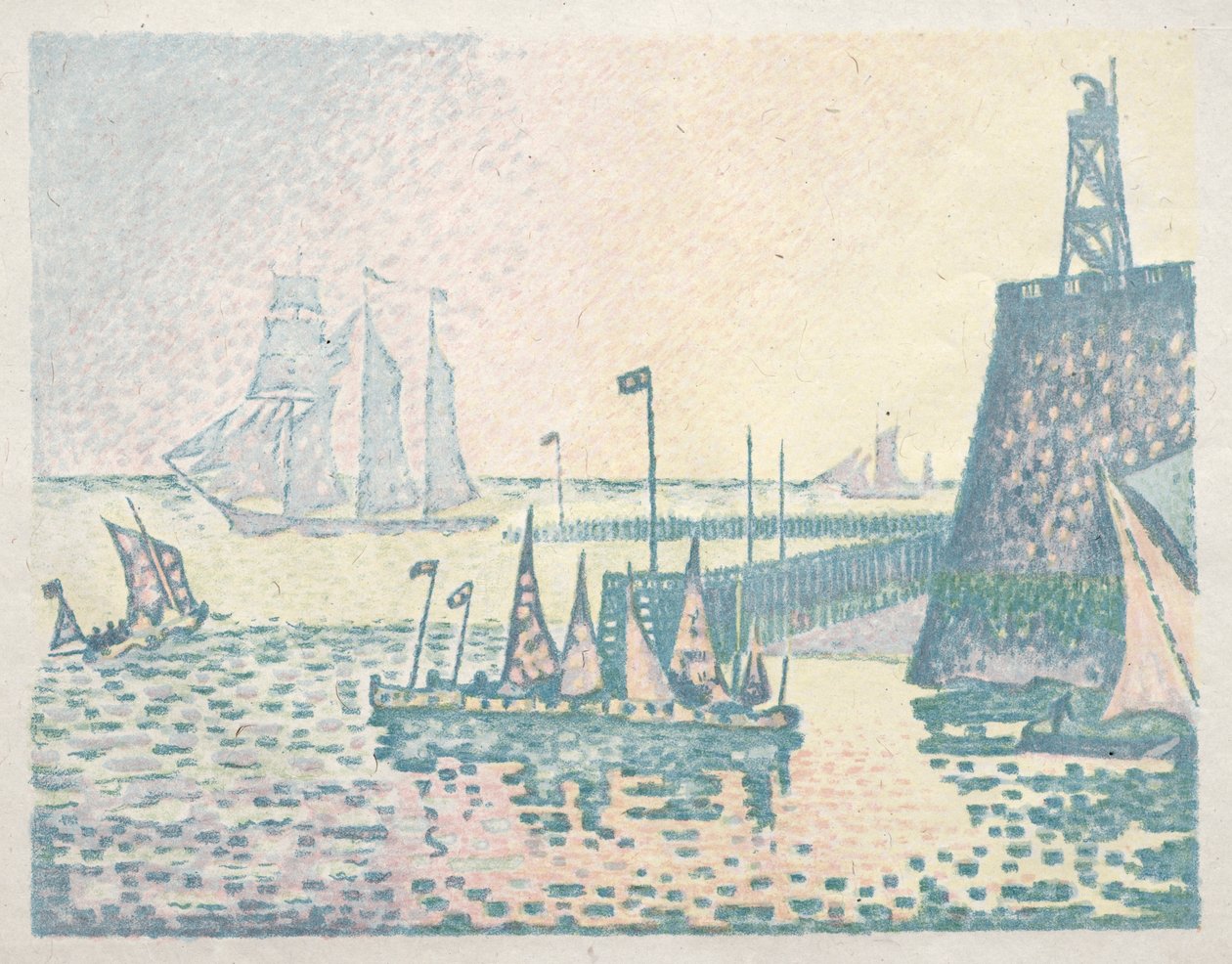 Aften, Anløbsbroen ved Vlissingen, 1898. af Paul Signac