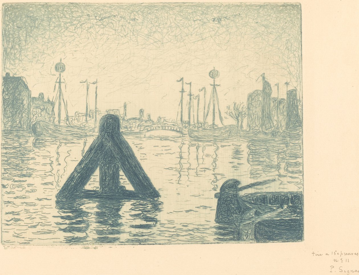 Havn i Holland - Flushing (La balise - En Holland, Flessingue) af Paul Signac