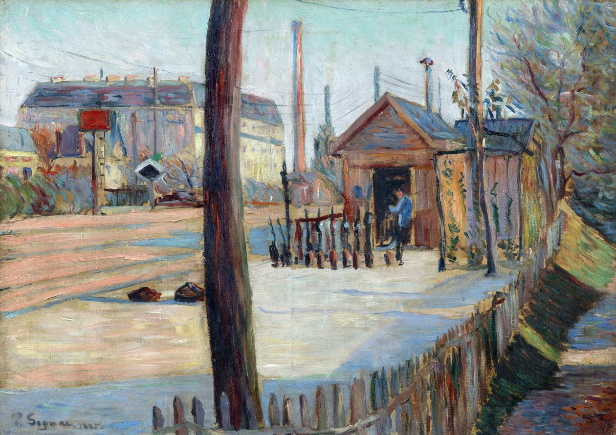 Jernbanekryds nær Bois Colombes (Frankrig) - Maleri af Paul Signac (1863-1935), olie på lærred (46,4x65 cm) af Paul Signac
