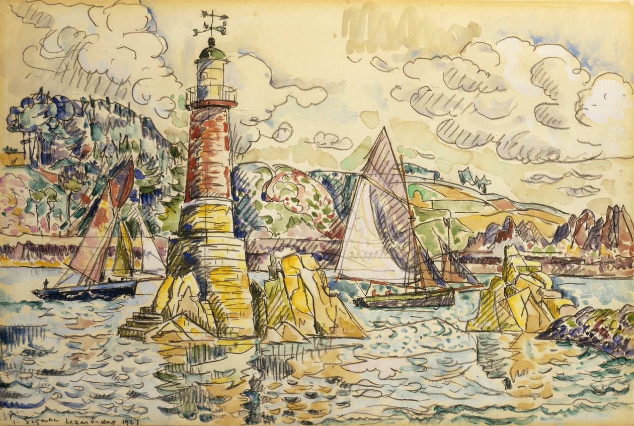 Fyrtårnet i Lezardrieux, 1927 af Paul Signac