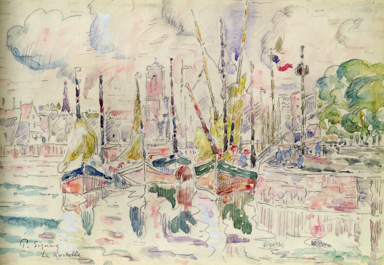 La Rochelle (akvarel på papir) af Paul Signac