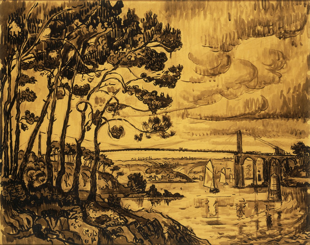 Lezardrieux-broen, 1922 af Paul Signac