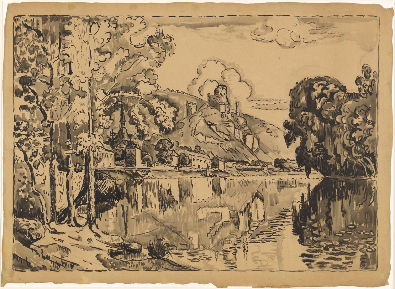 Les Andelys en sommermorgen af Paul Signac