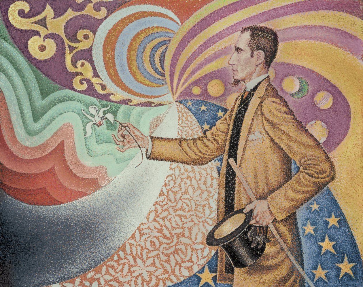 Opus 217. Mod emaljen af en baggrundsrytmik med takter og vinkler, toner og nuancer, Portræt af Felix Feneon i 1890 (olie på lærred) af Paul Signac