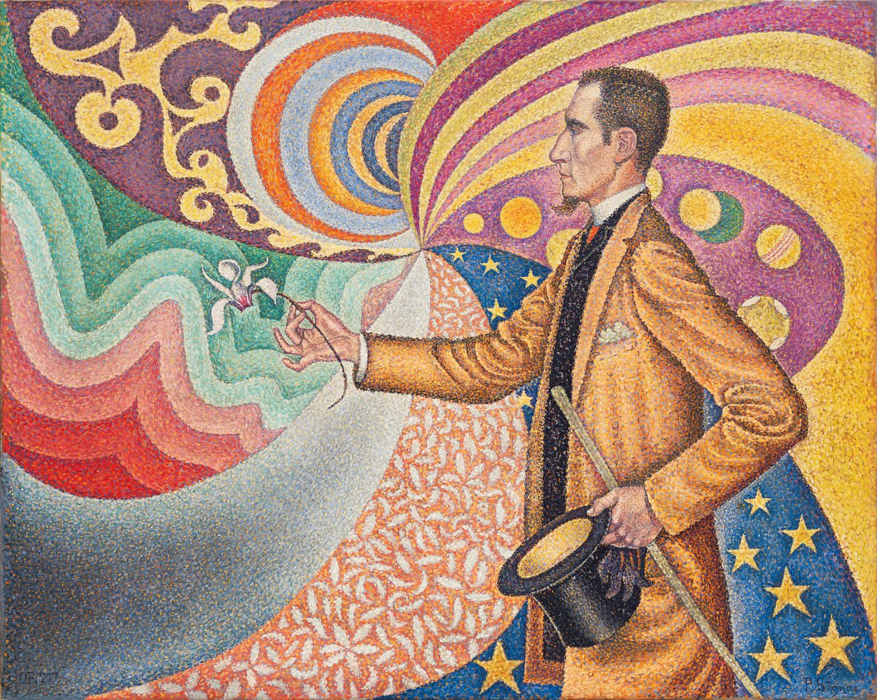 Opus 217. Mod emaljen af en baggrundsrytmik med takter og vinkler, toner og nuancer, Portræt af Felix Feneon i 1890 (olie på lærred) af Paul Signac