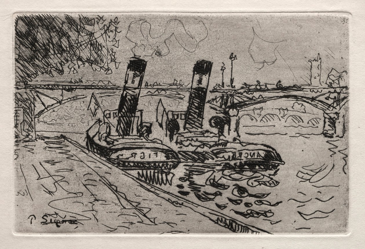 Paris, Pont des Arts med Remorqeurs af Paul Signac