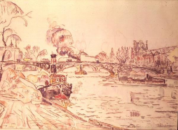 Paris med Louvre og Pont des Arts af Paul Signac