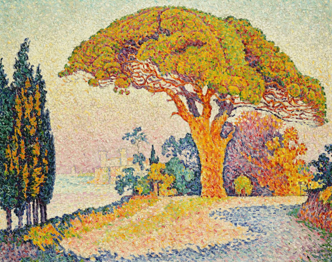Fyrretræer ved Bertaud, Saint-Tropez af Paul Signac