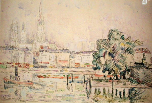 Rouen (akvarel på papir) af Paul Signac