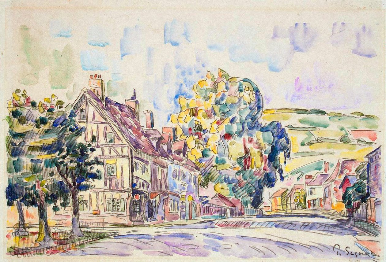 Gade med et rammehus i Normandiet, c1925 af Paul Signac