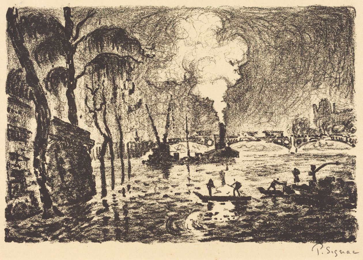 Seinen i oversvømmelse i 1910 af Paul Signac
