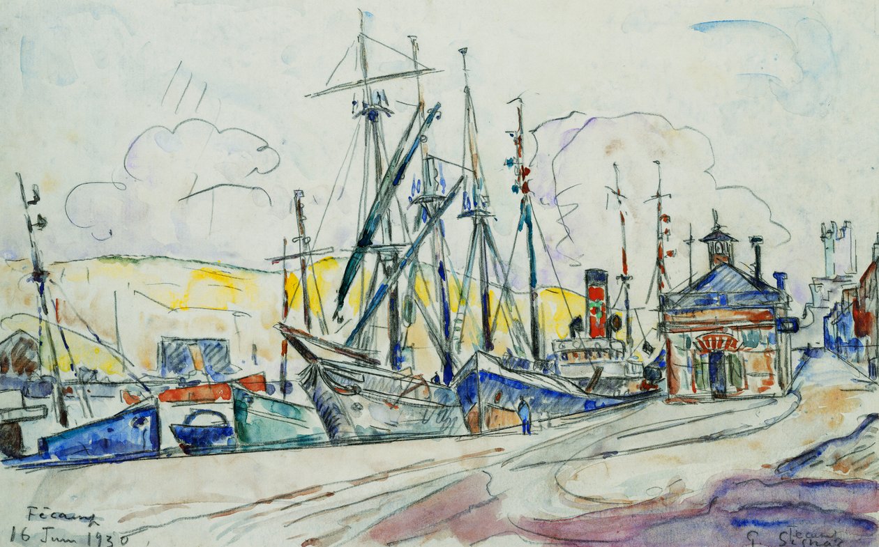 Havnen ved Fecamp; Le Port a Fecamp, 1930 af Paul Signac