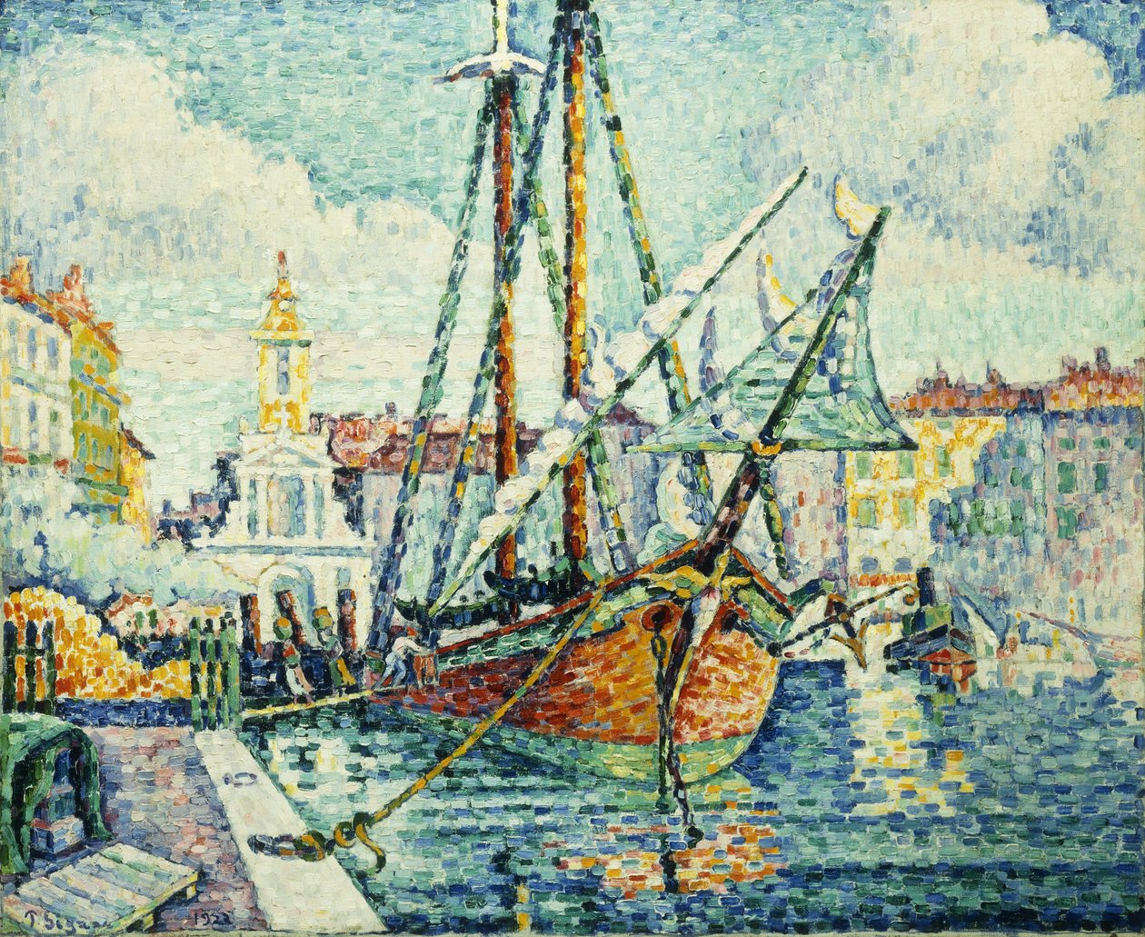 St. Tropez havn; Le Port de St. Tropez, 1923 af Paul Signac