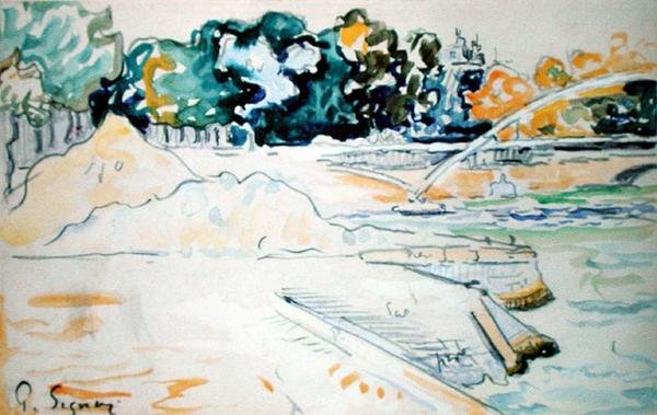 Seinen i Paris (akvarel på papir) af Paul Signac