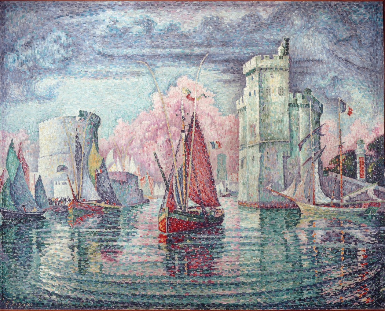 Havnen i La Rochelle - olie på lærred af Paul Signac