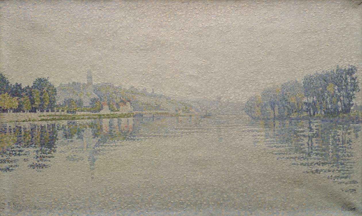 Udsigt over Seinen ved Herblay, 1889 af Paul Signac